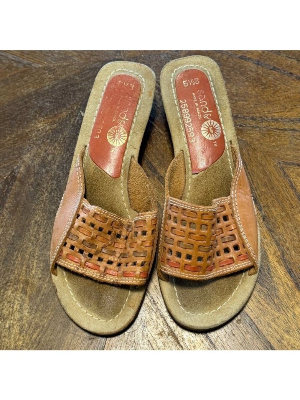 Sands Made in Brazil Woven Leather Sandal Slip On 5.5B